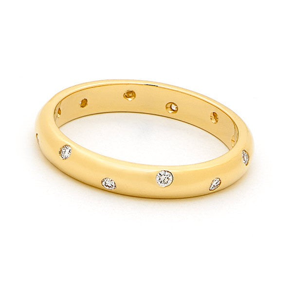 Diamond Pressure Set Straight Wedding Ring in 18ct Yellow Gold