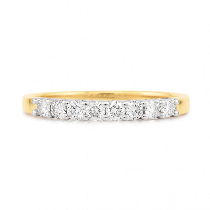 Diamond Claw Set Straight Wedding Ring in 18ct Yellow & White Gold
