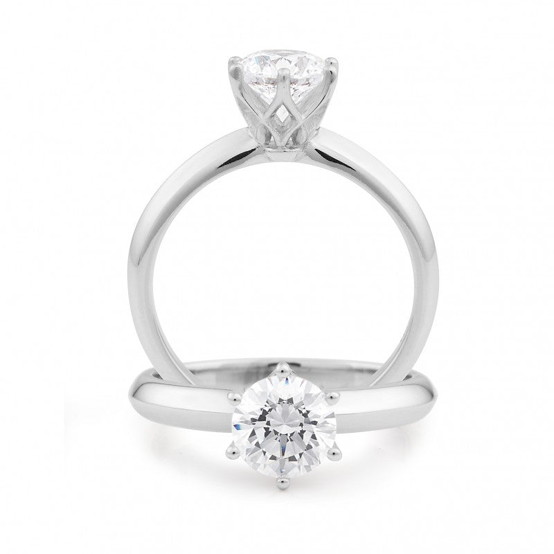 Diamond 6 Claw Solitaire Engagement Ring in 18ct White Gold