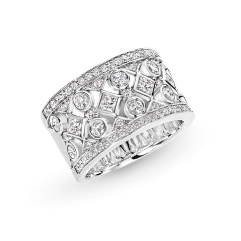 Diamond Baguette Bead Set Dress Ring | 18ct White Gold Diamond Baguette Bead Set Dress Ring | 18ct White Gold