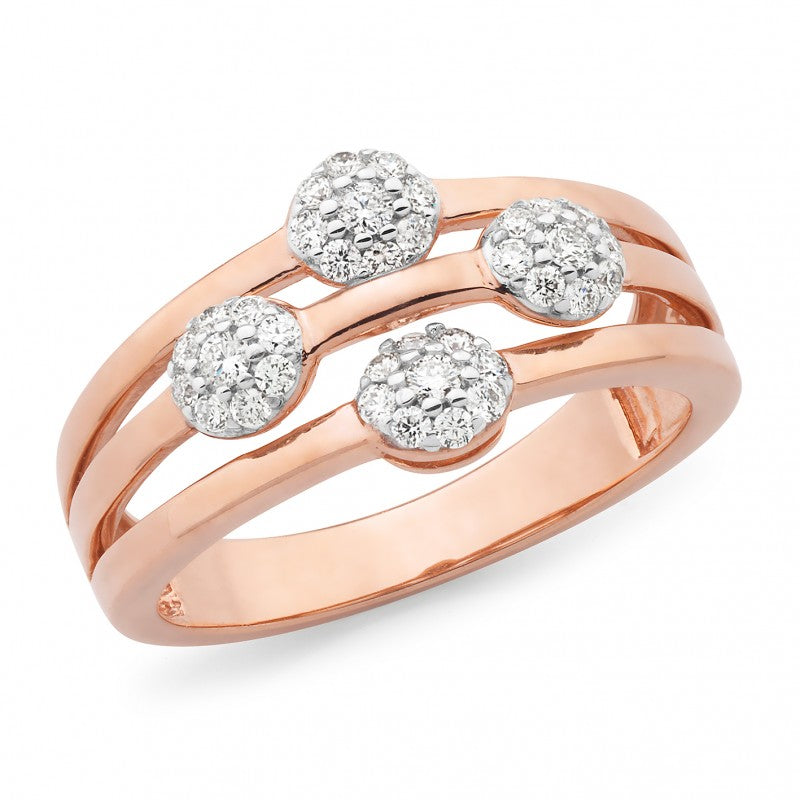 Diamond Bead Set Diamond Dress Ring in 9ct Rose Gold