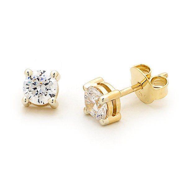 Diamond 4 Claw Diamond Earring in 9ct Yellow Gold