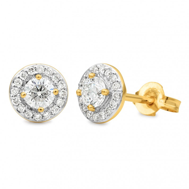 Diamond Claw/Bead Set Diamond Earring in 9ct Yellow Gold