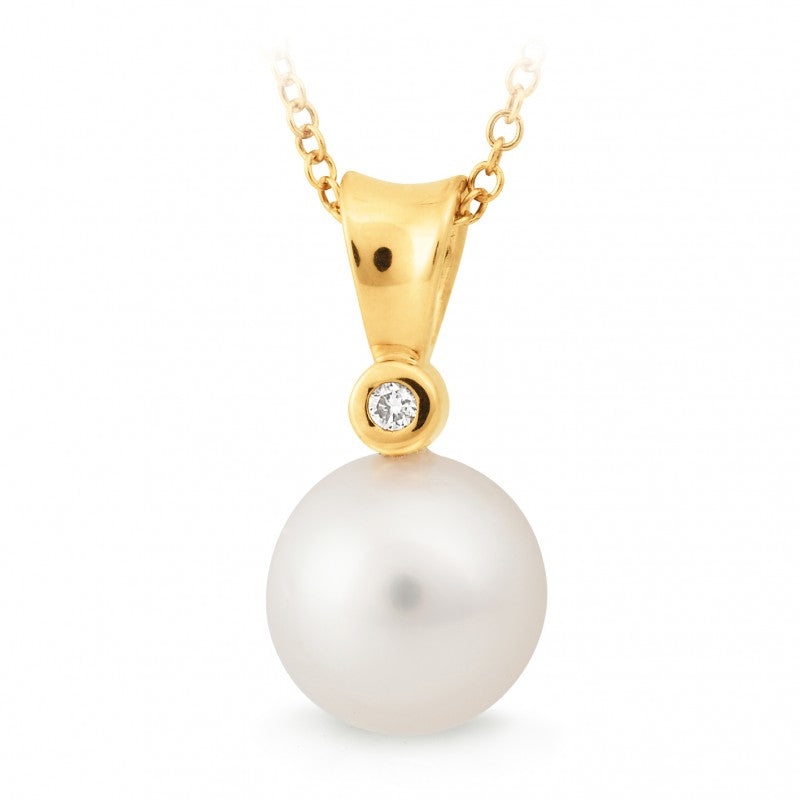 South Sea Pearl & Diamond Cup Pendant in 9ct Yellow Gold (chain not included)