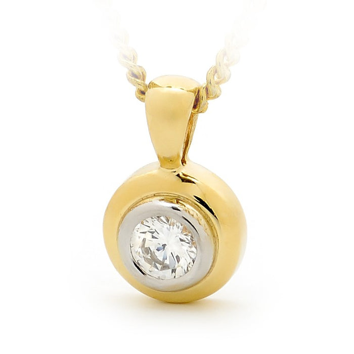 Double Bezel Diamond Pendant in 9ct Yellow & White Gold (chain not included)